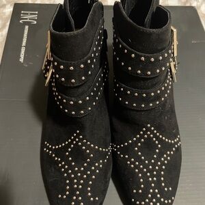 INC International Concepts Women's Black and Silver Studded Ankle Boots